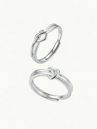 Still Connected verstellbares Silber-Partnerring-Set - 925 Silber Eheringe mit Liebesknoten-Design