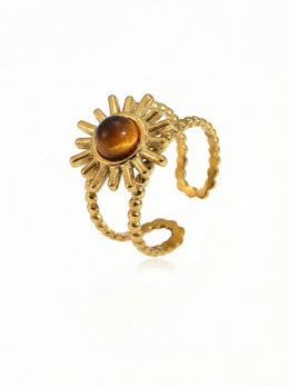 Sunburst - Verstellbarer Tigerauge-Ring