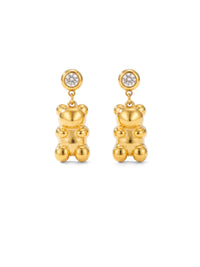 Ohrringe Sweet Bear – Gummibär Ohrringe mit Zirkonia, 18K vergoldet – weißer Hintergrund