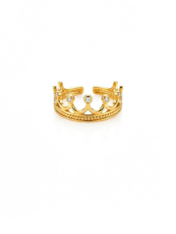 Tiara Kronenring Gold Produktbild auf weissem Hintergrund
