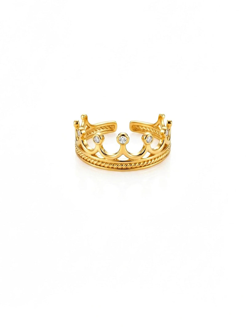 Tiara Kronenring Gold Produktbild auf weissem Hintergrund