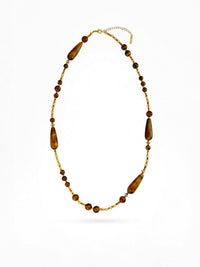 Kette Tigerauge Lang – Produktbild auf weissem Hintergrund, Naturstein Halskette, Boho Schmuck