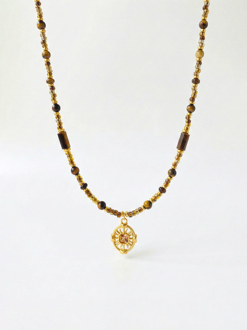 Tigerauge Onyx Kette 01 – auf weissem Hintergrund
