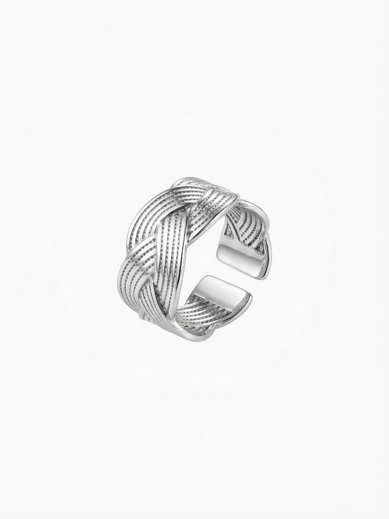Tresse Flechtring Silber Produktbild auf weissem Hintergrund