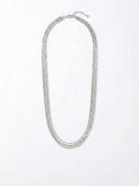 Triple Layer Silber Halskette – minimalistische Layering-Kette versilbert, Frontalansicht