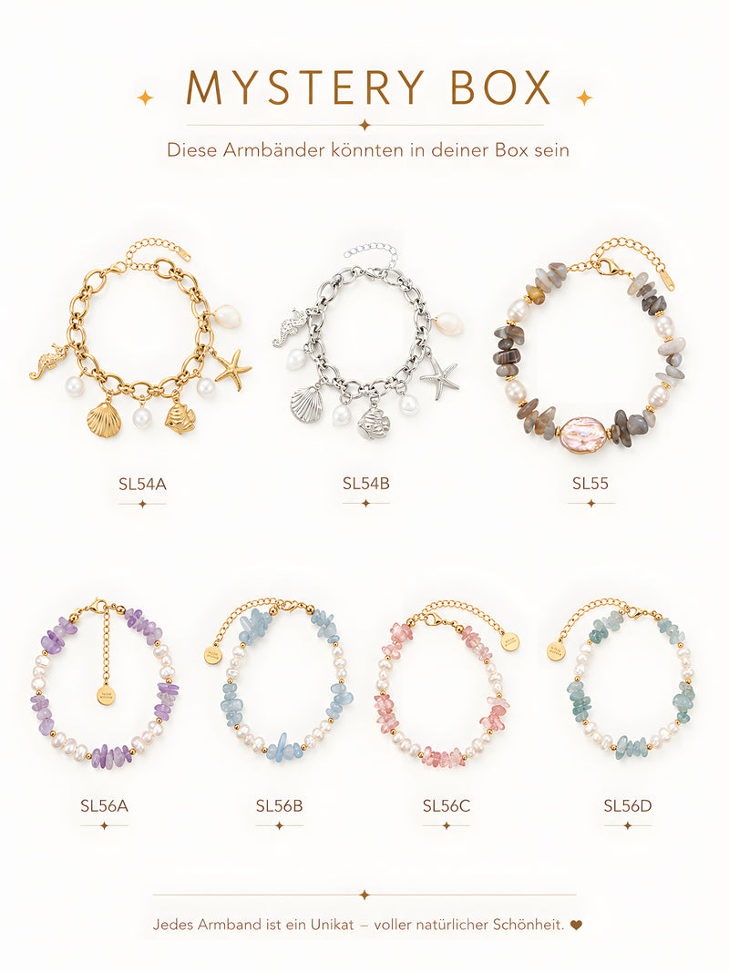 Überraschungsbox – diese Armbänder könnten in deiner Box sein – Naturstein und Süßwasserperlen