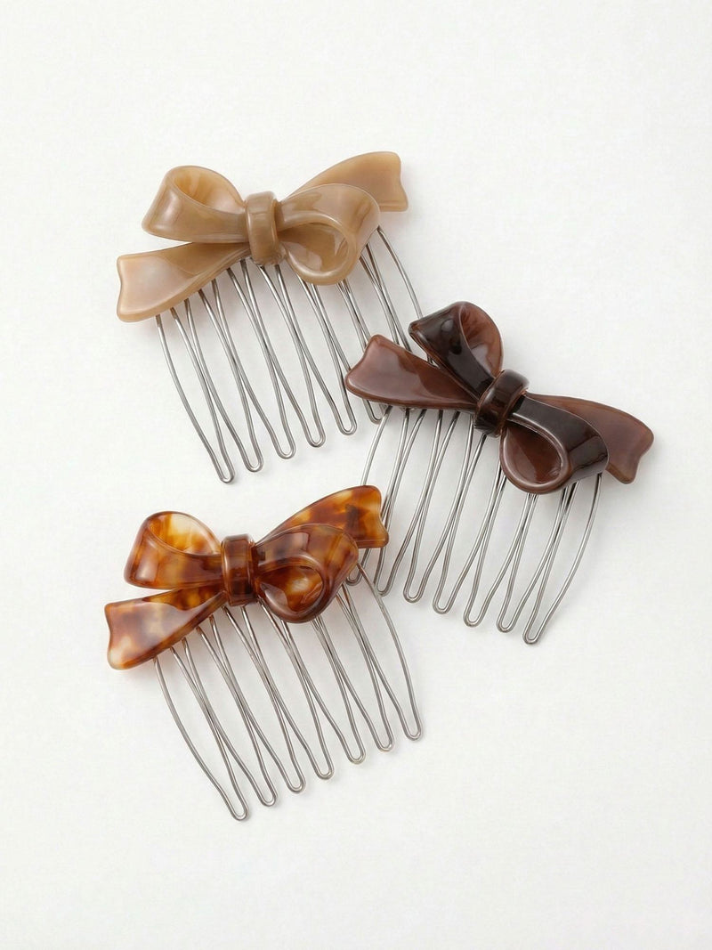 Vintage Bow Cream Haarkamm Set – romantischer Acetat-Kamm kombiniert mit Haarschmuck