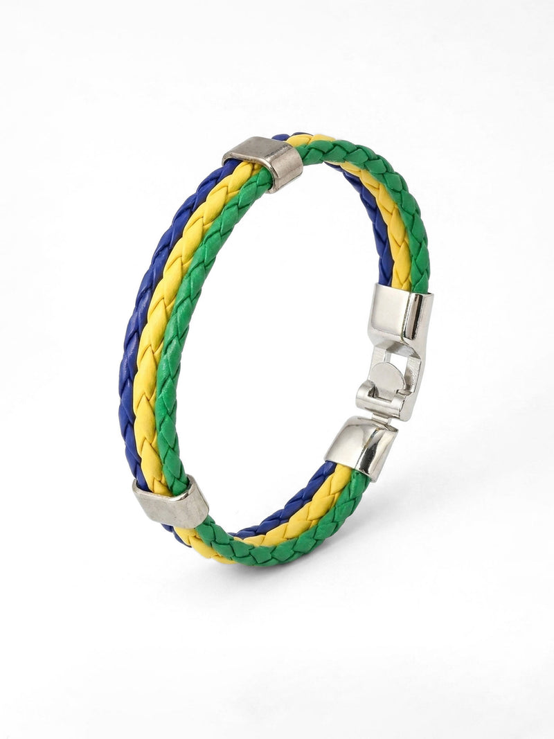 Armband WM 2026 – Geflochtenes Leder Fan Armband mit Nationalflagge – Brasilien – Lifestyle 3