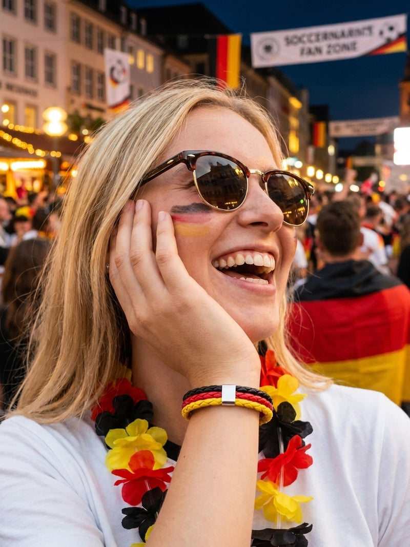 Armband WM 2026 – Geflochtenes Leder Fan Armband mit Nationalflagge – Deutschland – Lifestyle 6