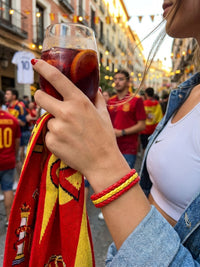 Armband WM 2026 – Geflochtenes Leder Fan Armband mit Nationalflagge – Spanien – Detail 2