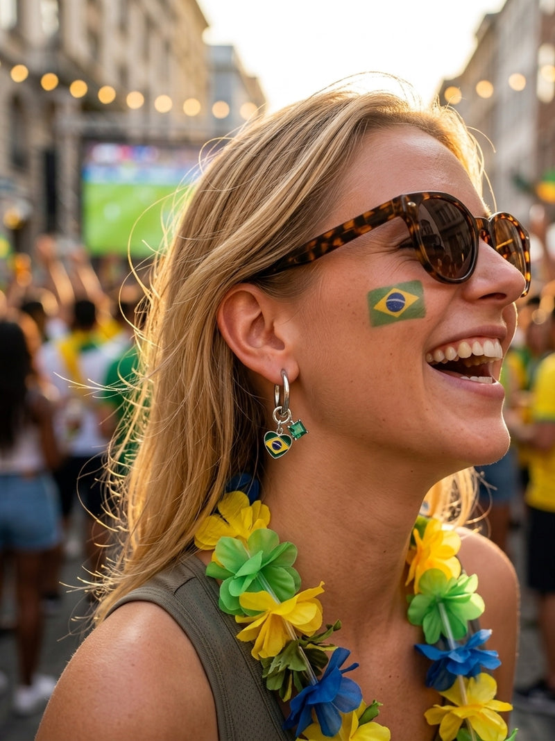 Ohrringe WM 2026 – Fußball Fan Ohrringe mit Nationalflagge – Brasilien – Detail 2
