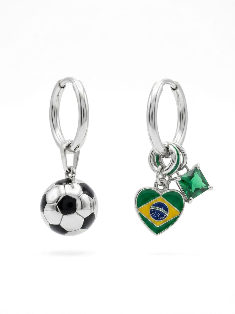 Ohrringe WM 2026 – Fußball Fan Ohrringe mit Nationalflagge – Brasilien – Produktbild 1