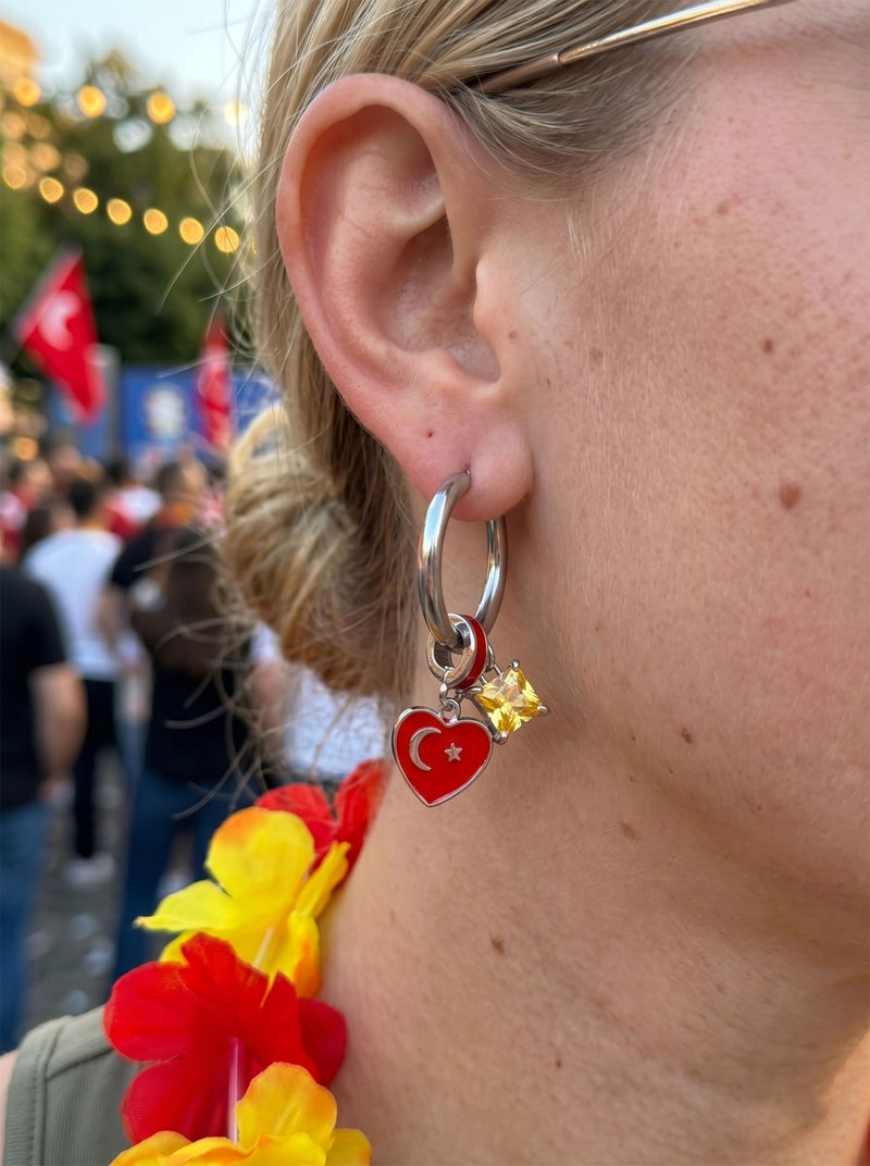 Ohrringe WM 2026 – Fußball Fan Ohrringe mit Nationalflagge – Türkei – Detail 2