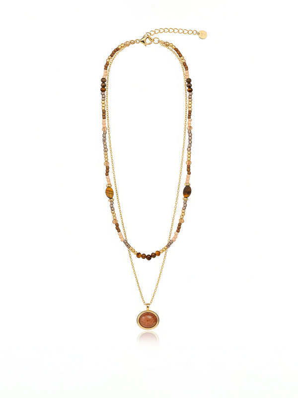 Schutzstein-Kettenset mit Tigerauge & 18K Vergoldung