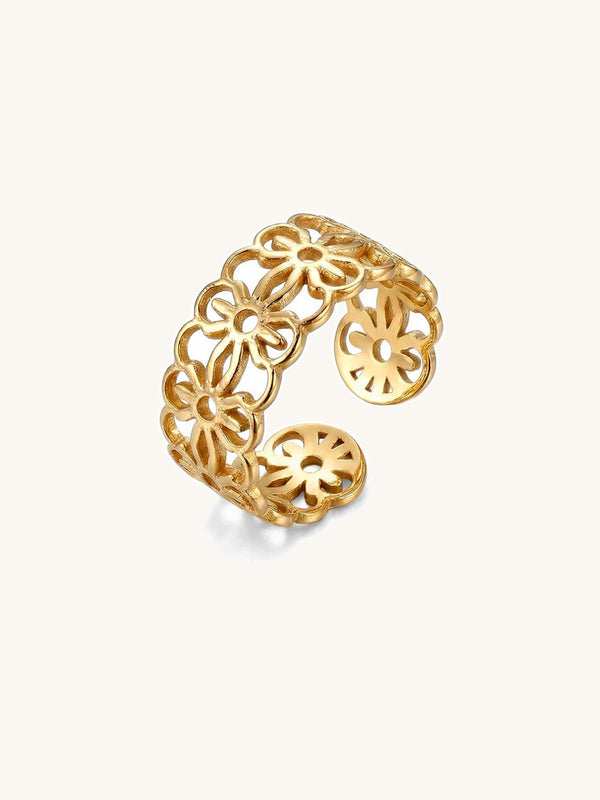 Bluemchenkranz Ring Gold Produktbild auf weissem Hintergrund – 18K vergoldet