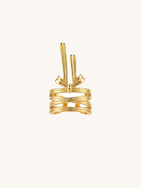 Ribbon Knot Schleifen-Ring Gold Produktbild auf weissem Hintergrund