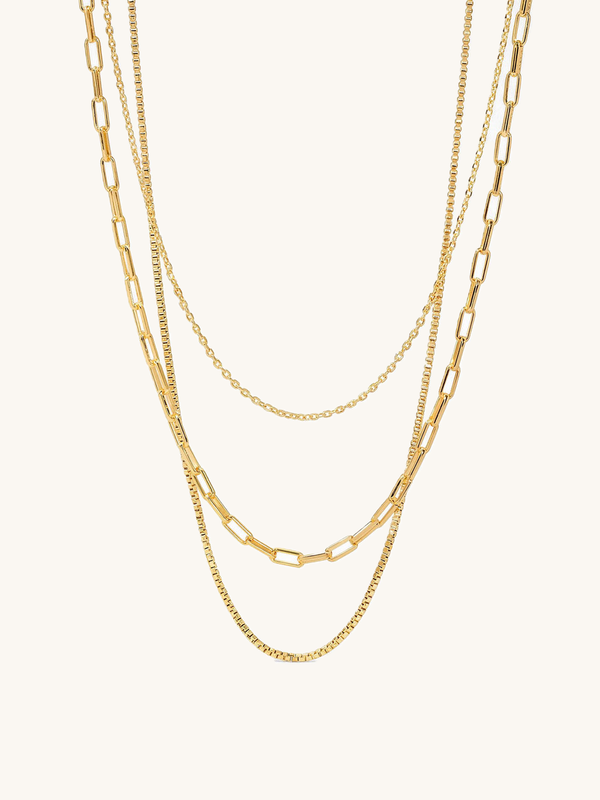Herringbone Necklace Gold product image on white background – 18K gold-plated