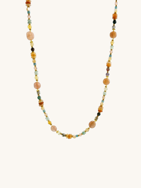 Kette Sonnenstein Aventurin – Produktbild auf weissem Hintergrund, Naturstein Halskette, Boho Schmuck
