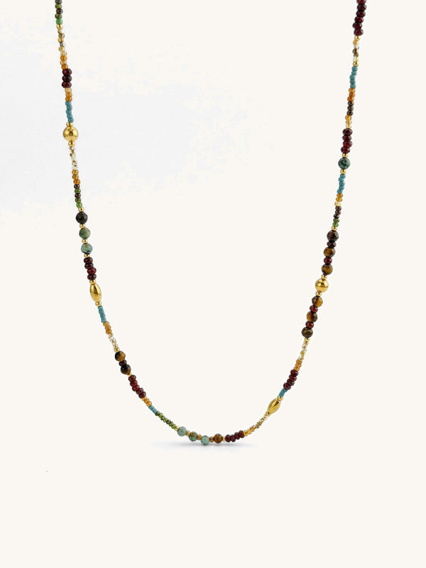 Kette Naturstein Klassisch – Produktbild auf weissem Hintergrund, Naturstein Halskette, Boho Schmuck