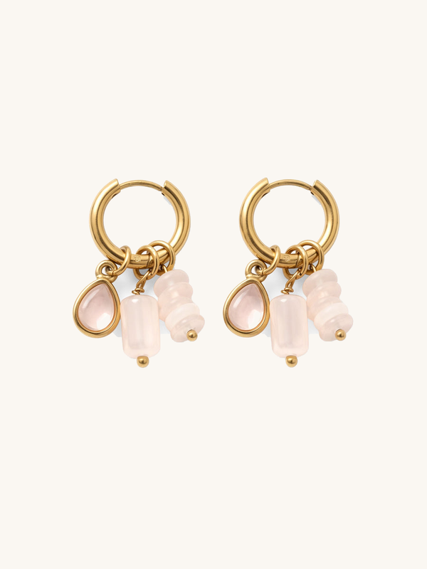 Blossom Quartz Mix Earrings – Product Image on White Background