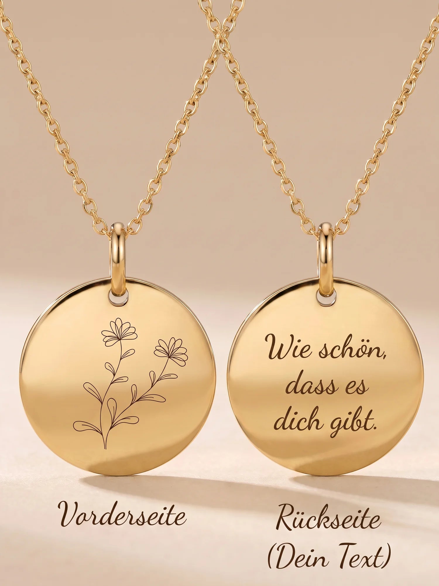 Gravuranhänger – Vorderseite und persönliche Textseite
